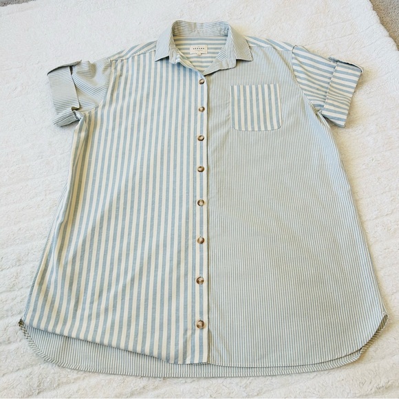 SEZANE Celia Dress Blue White Stripe Wmn’s Sz Small Chic stylish French Vibes - Picture 4 of 12